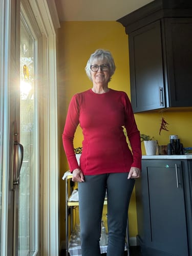 Customer photo review of Hannah Long Sleeve Top - Maraschino Cherry