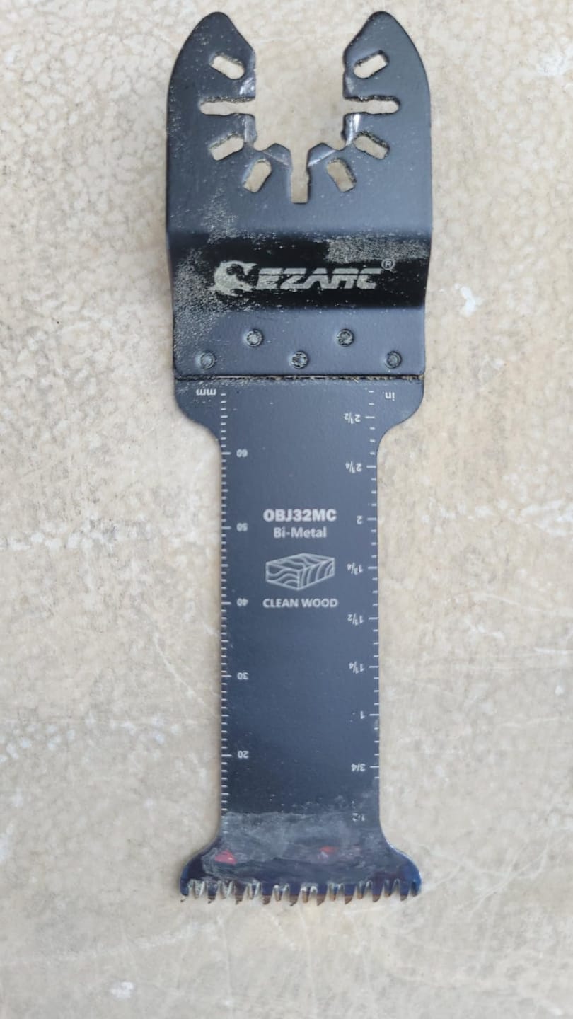Customer photo review of Extra-Long Arc-Edge Bi-Metal Japanese Tooth Oscillating Multi Tool Blade for Clean Cuts in Hard Wood & Plastic