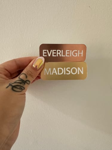Customer photo review of Brushed Metal Look Name Badge