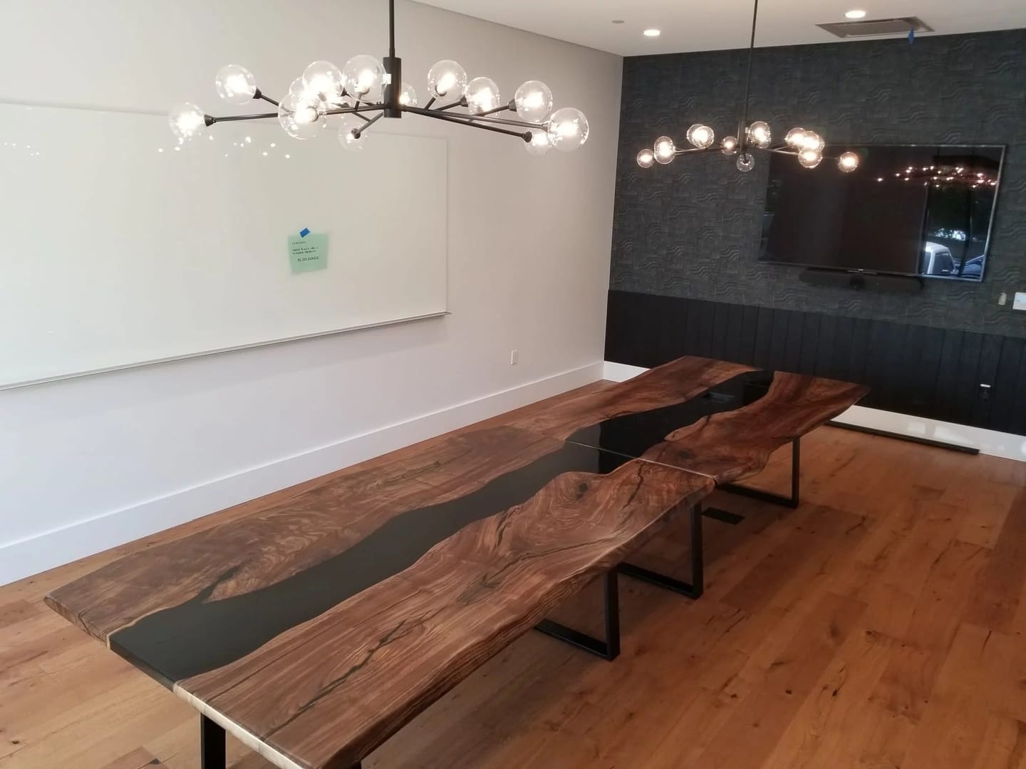 Customer photo review of Handcrafed Black Walnut Live Edge Epoxy River Dining Table - A53