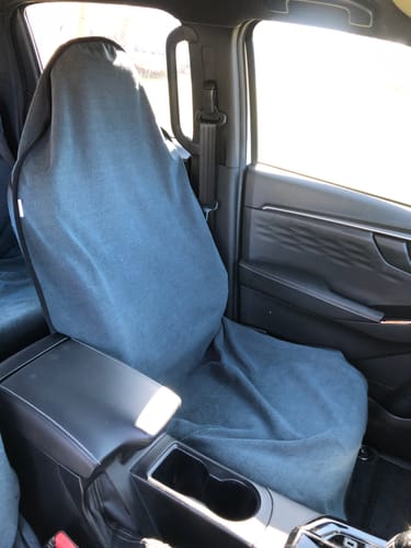 Customer photo review of Waterproof Car Seat Towel – Charcoal Grey | Towel Society