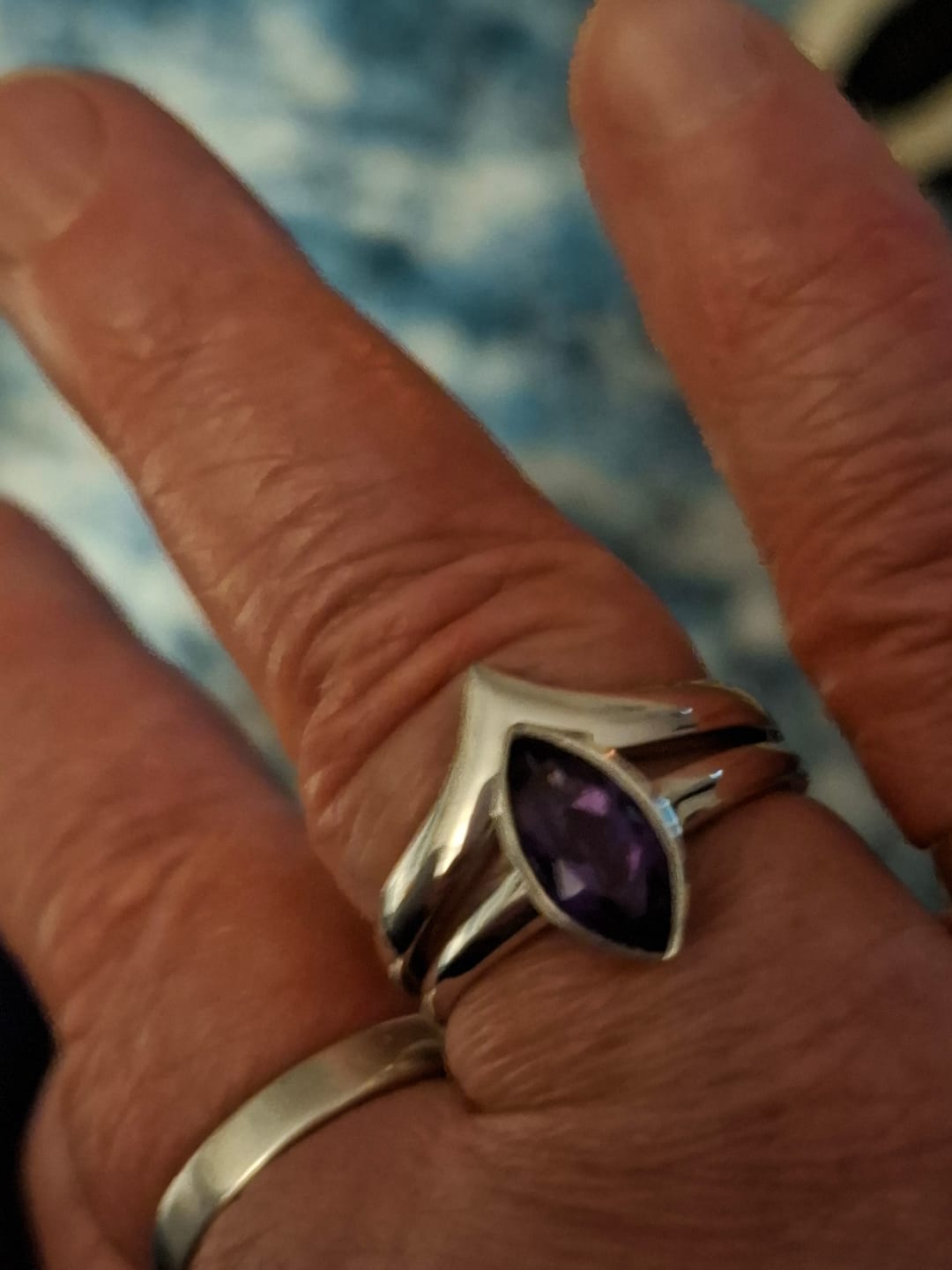 Customer photo review of Surf Moon Ring with Amethyst