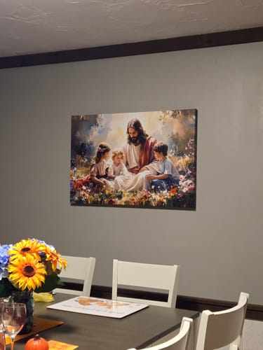 Customer photo review of Jesus With Children Faith Wall Art II