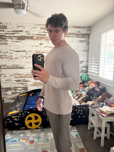 Customer photo review of Essentials Long Sleeve Athletic Fitted Tee