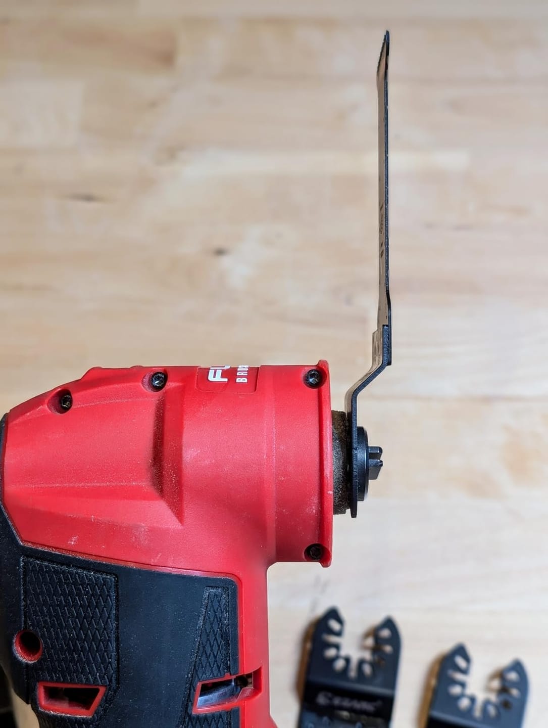 Customer photo review of Extra-Long Arc-Edge Bi-Metal Japanese Tooth Oscillating Multi Tool Blade for Clean Cuts in Hard Wood & Plastic