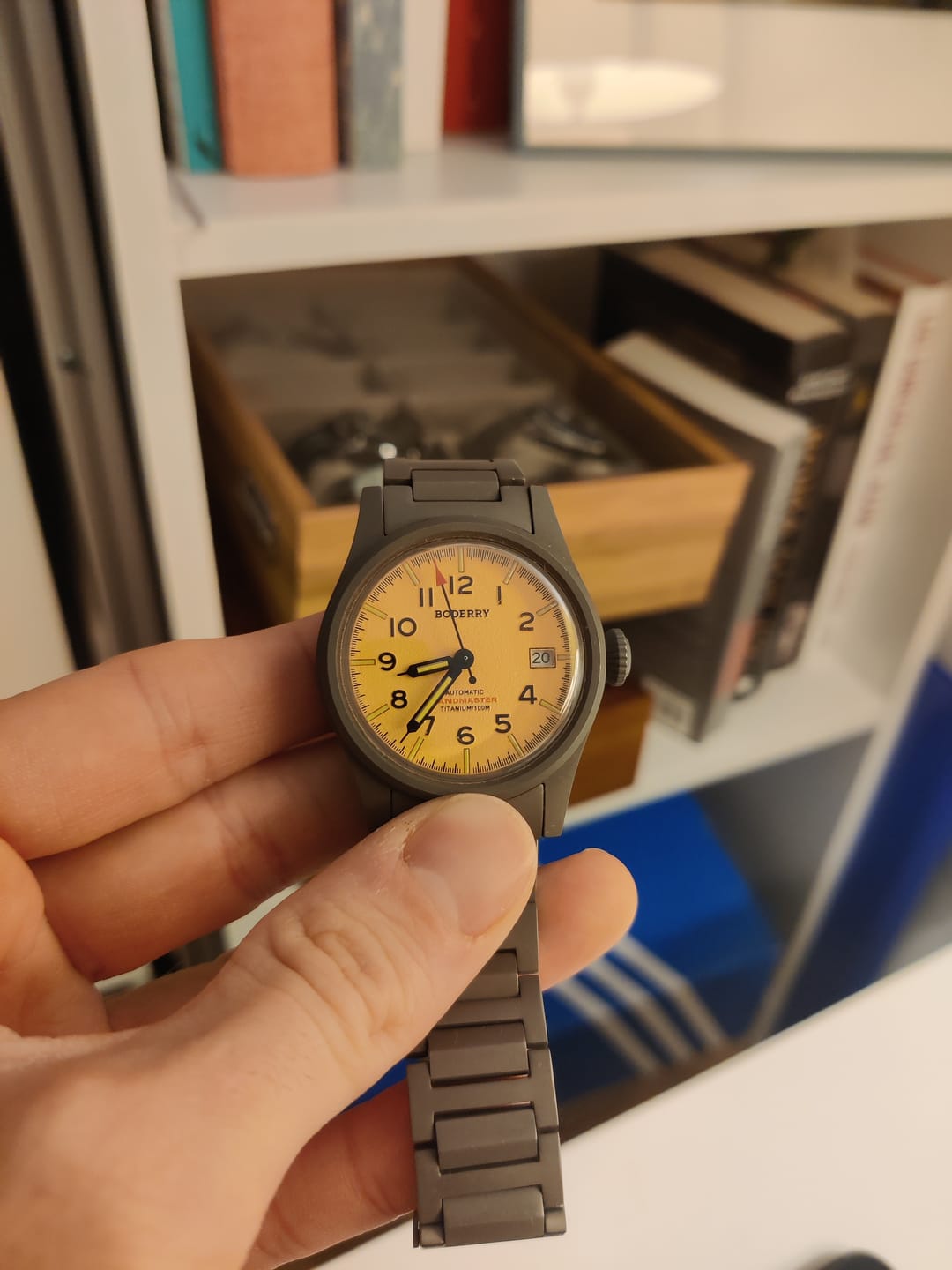 Customer photo review of LANDMASTER - 100M Waterproof Titanium Automatic Field Watch | Yellow-bracelet