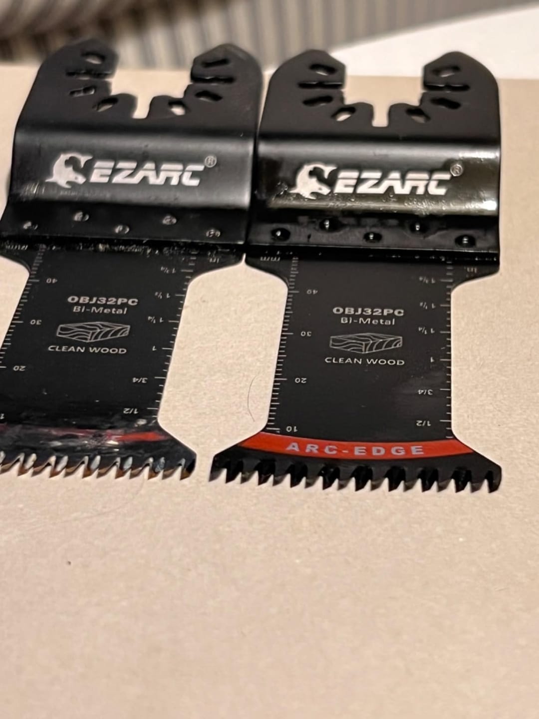 Customer photo review of Extra-Long Arc-Edge Bi-Metal Japanese Tooth Oscillating Multi Tool Blade for Clean Cuts in Hard Wood & Plastic