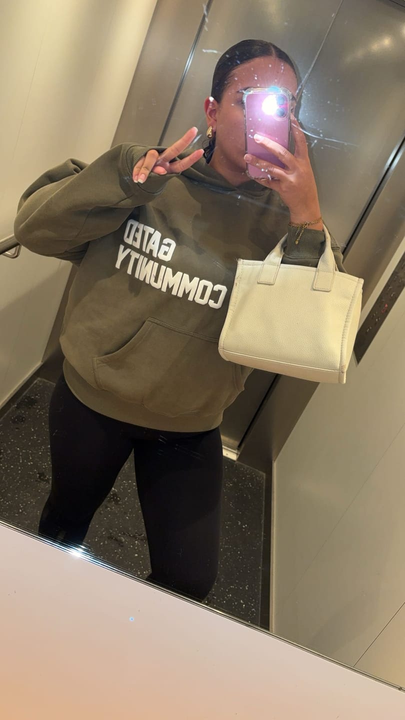 Customer photo review of GATED COMMUNITY HOODIE SAGE