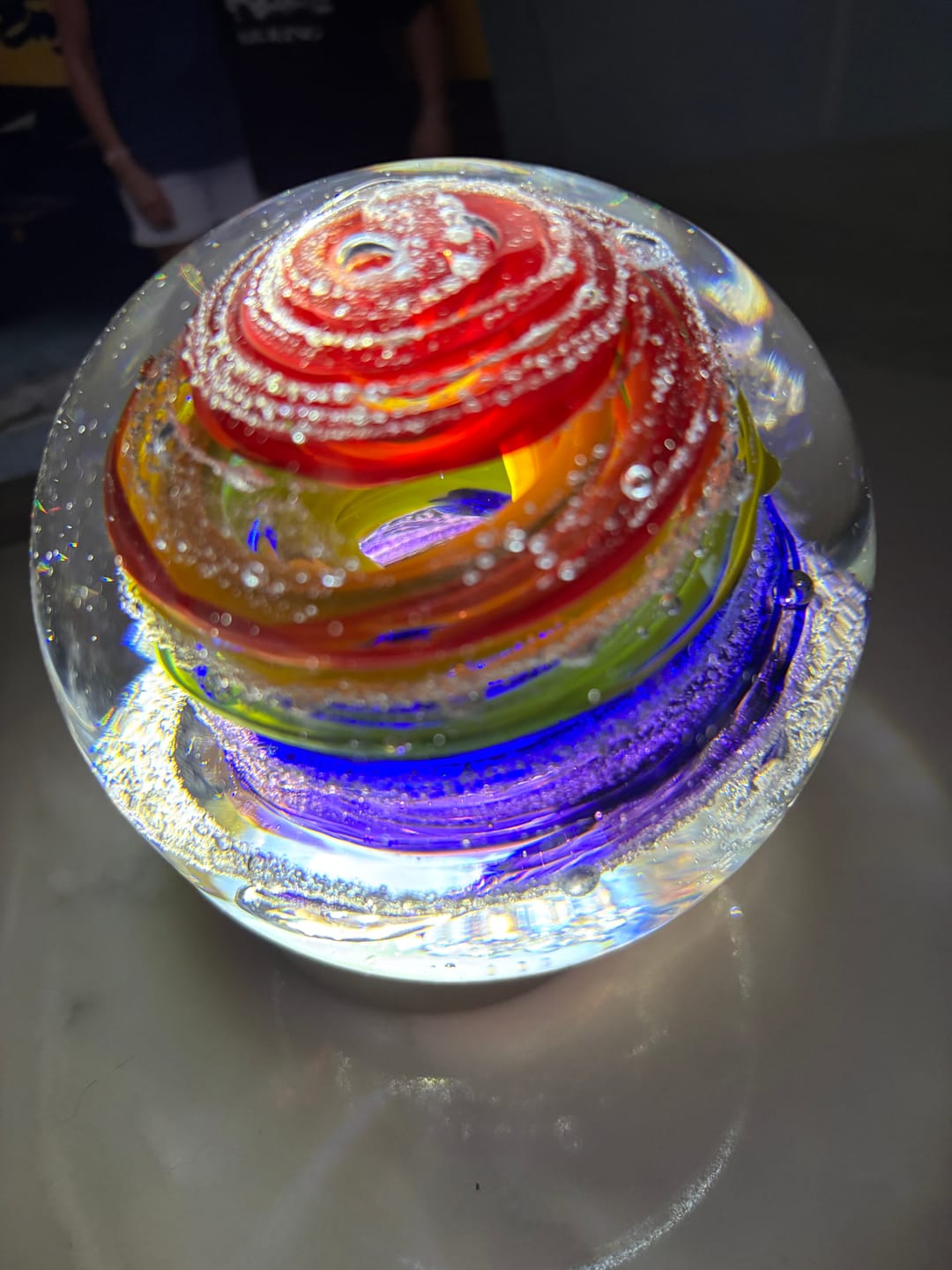Customer photo review of Rainbow Bridge Swirl with Cremation Ash