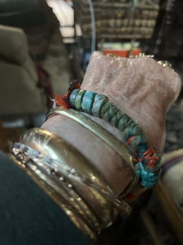 Customer photo review of Earthbound Harmony Bracelet | Turquoise, Silk & Silver Talisman for Spiritual Balance