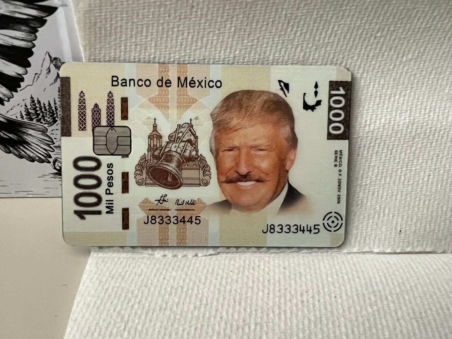 Customer photo review of Trump Banco de Mexico Credit Card Skin Decal