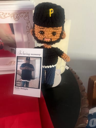 Customer photo review of Dolly® Personalized Crochet Doll with Photo Card