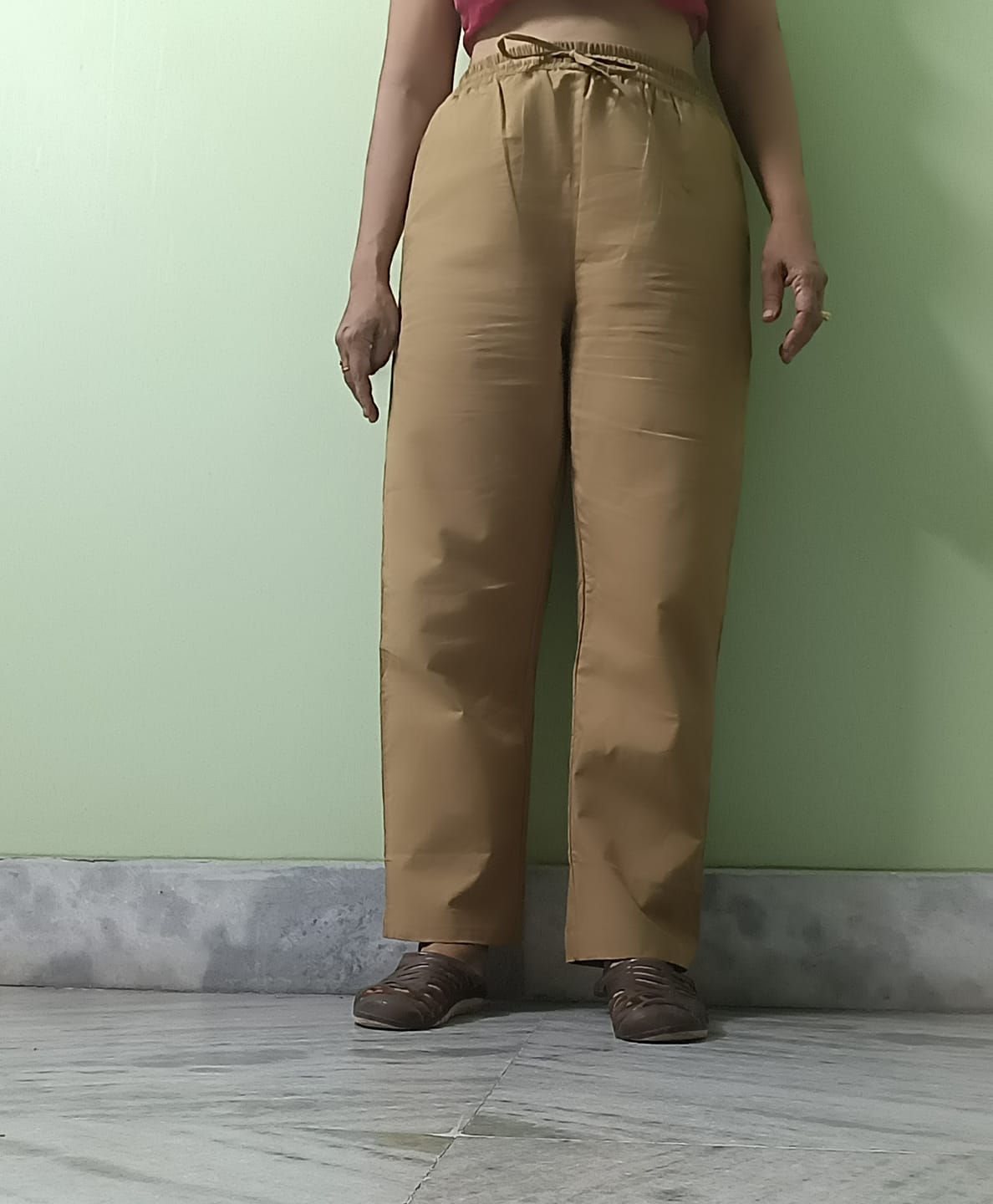 Customer photo review of Women Coffee Brown Cotton Straight Pant