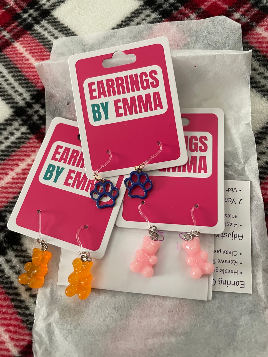 Customer photo review of Gummy Bear Drop Dangles Hypoallergenic Earrings for Sensitive Ears Made with Plastic Posts
