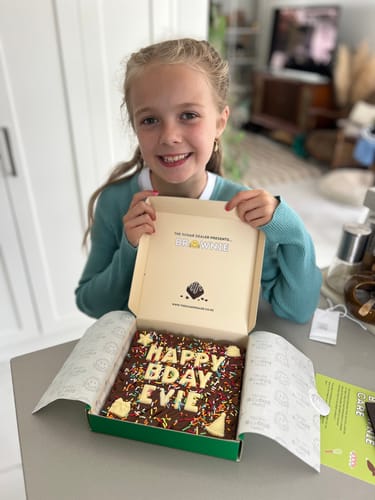 Customer photo review of Custom message birthday brownie