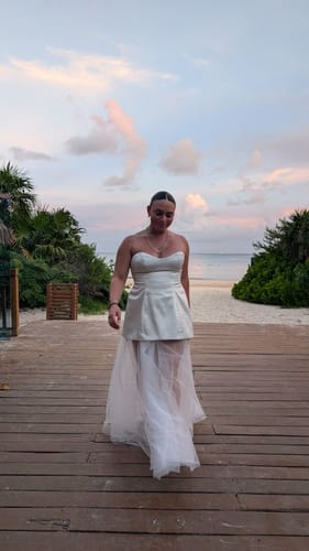 Customer photo review of Aiden Gown in White by Lexi - RENTAL