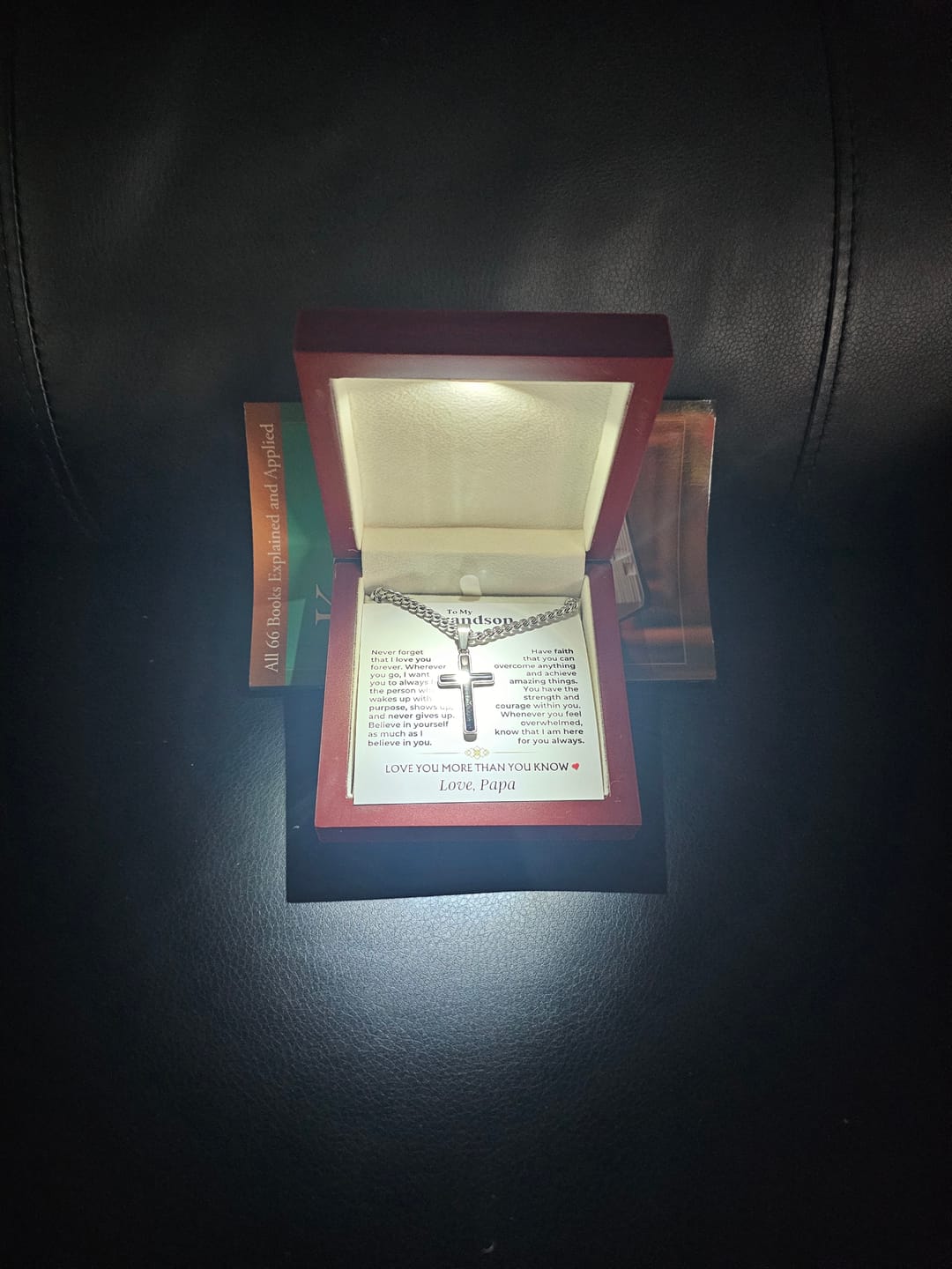 Customer photo review of To My Grandson - Love You More Than You Know - Artisan Cross Gift Set - SS604GS