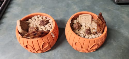 Customer photo review of FreezPumpkin Limited Halloween Edition Dog Toy