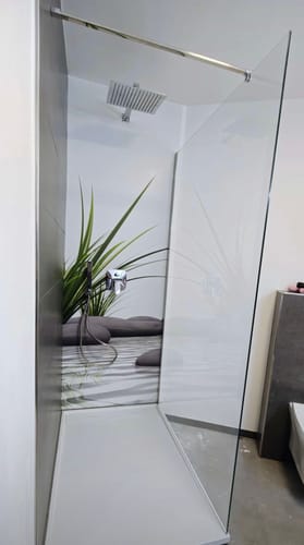 Customer photo review of SONNI Walk In Dusche Duschabtrennung Duschwand Nano Beschichtung Klarglas Mit 30cm schwenkbarer Seitenteil