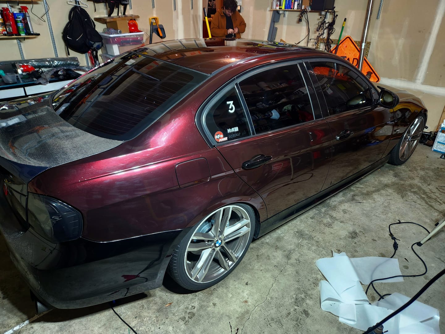 Customer photo review of Mallcas™ Glossy Metallic Black Rose Vinyl Wrap (PET Liner)