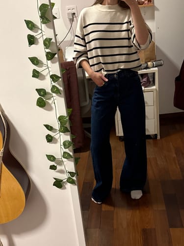 Clara C. review of Calça Jeans Wide Leg Buriti Azul Escuro image 1 out of 4