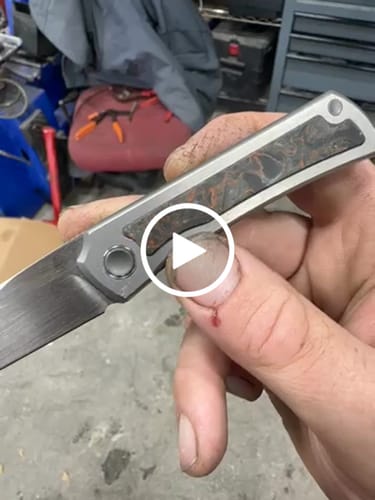 Customer video review of North Mountain Sun and Moon Titanium Fat Carbon Knife M390 2.5"