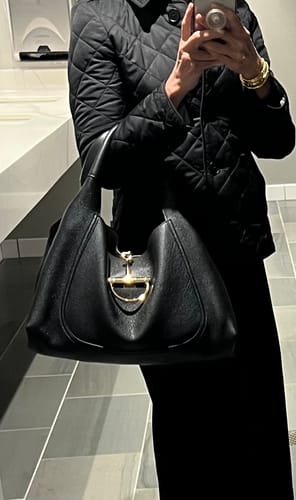 Customer photo review of GG Softbit Shoulder Bag 46cm Black Grained Calfskin Gold Hardware
