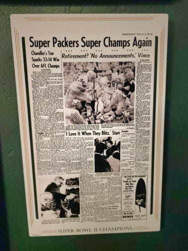 Customer photo review of Green Bay Press-Gazette Packers II SUPER BOWL Front Page - JAN 16, 1968
