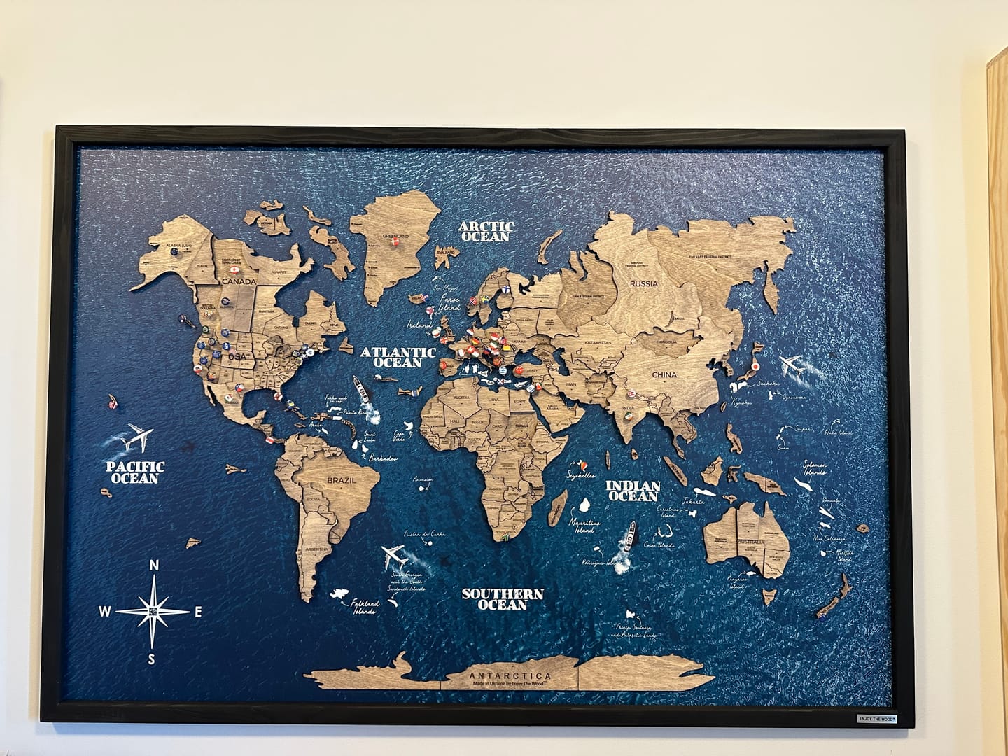 Customer photo review of 3D Wooden Panel World Map Terra