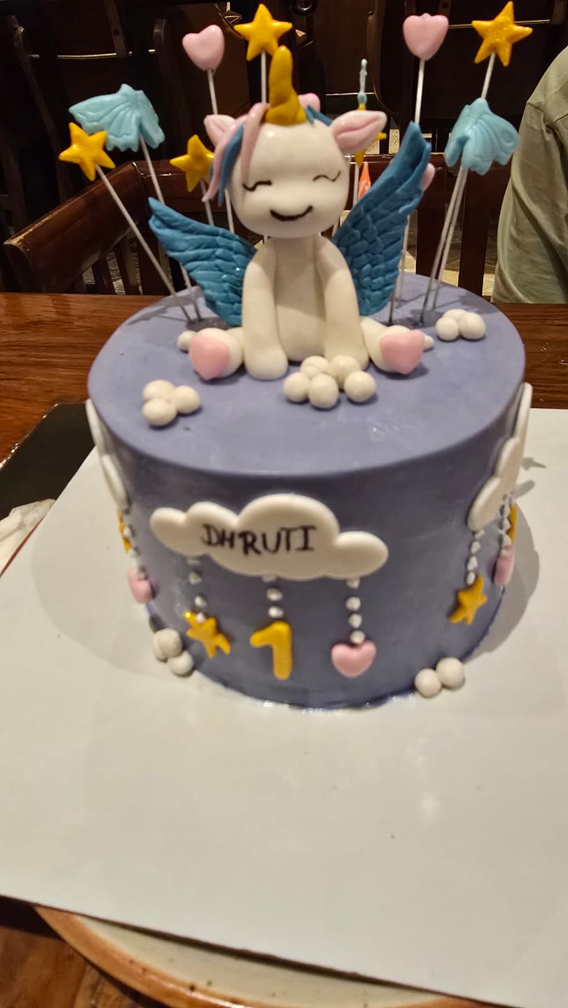 Customer photo review of Blue Unicorn Pony Design Cake