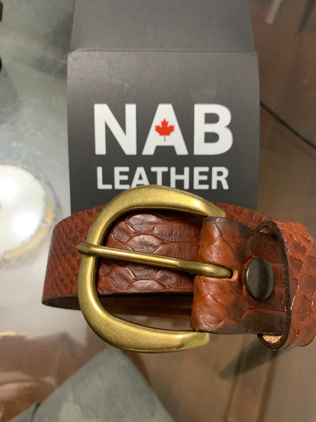 Customer photo review of Snake Skin Embossed 100 % Real Leather Belt Made in Canada