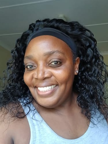 Customer photo review of Brazilian Water Wave Headband Wig - 14"