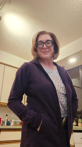 Customer photo review of Zoey Zip Up Hoodie - Deep Plum