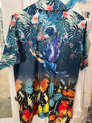 Customer photo review of 3D Butterfly Hawaii Shirt, Hawaiian Shirt Casual Button Down Shirts Short Sleeve, Hawaiian shirt for men, women HO1098