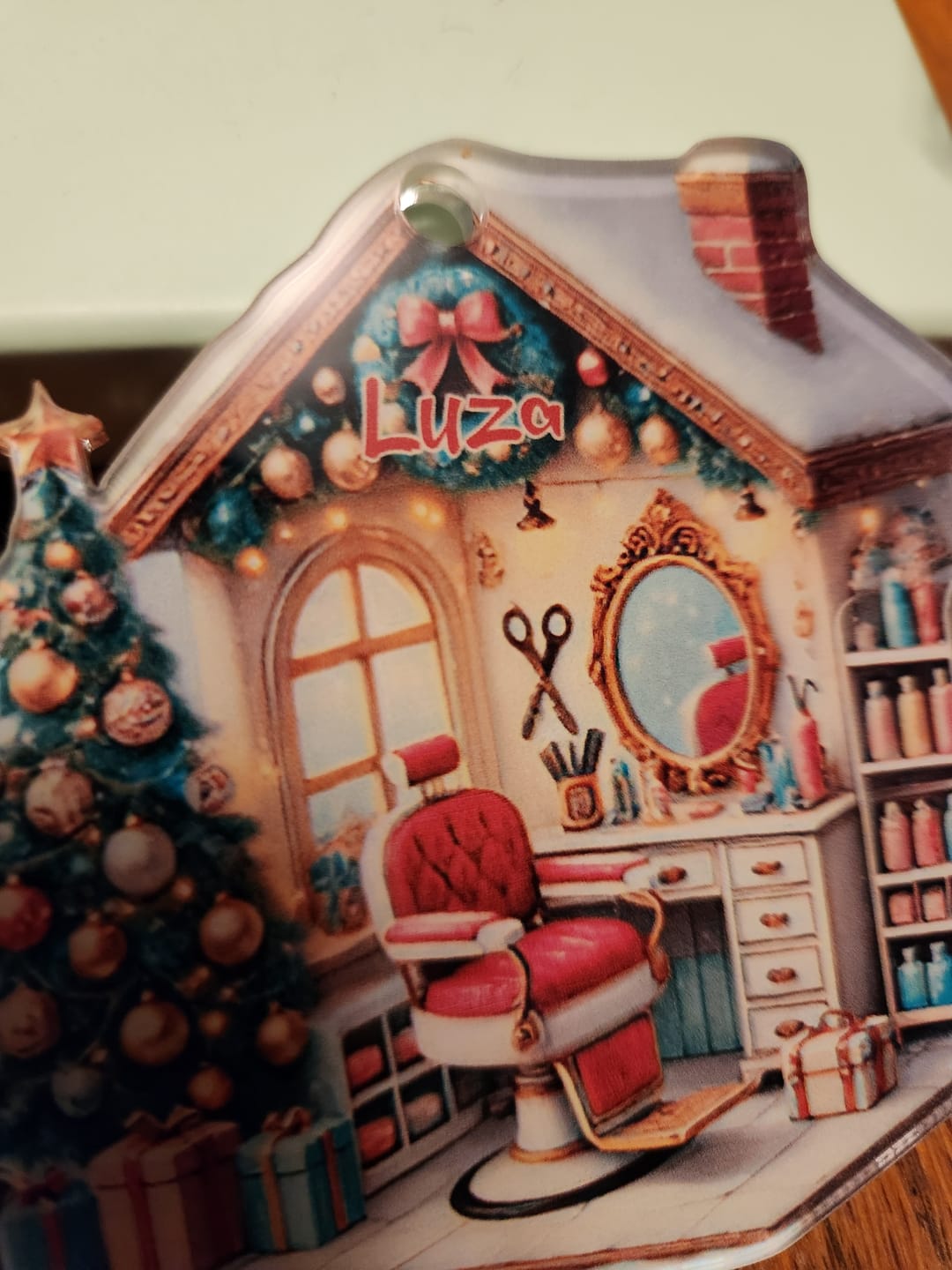 Customer photo review of Personalized Hair Salon Christmas Ornament - Hairdresser Ornament Decor | Exclusive Winter Hairdressing Fairy Tale For Hairdressers & Stylists