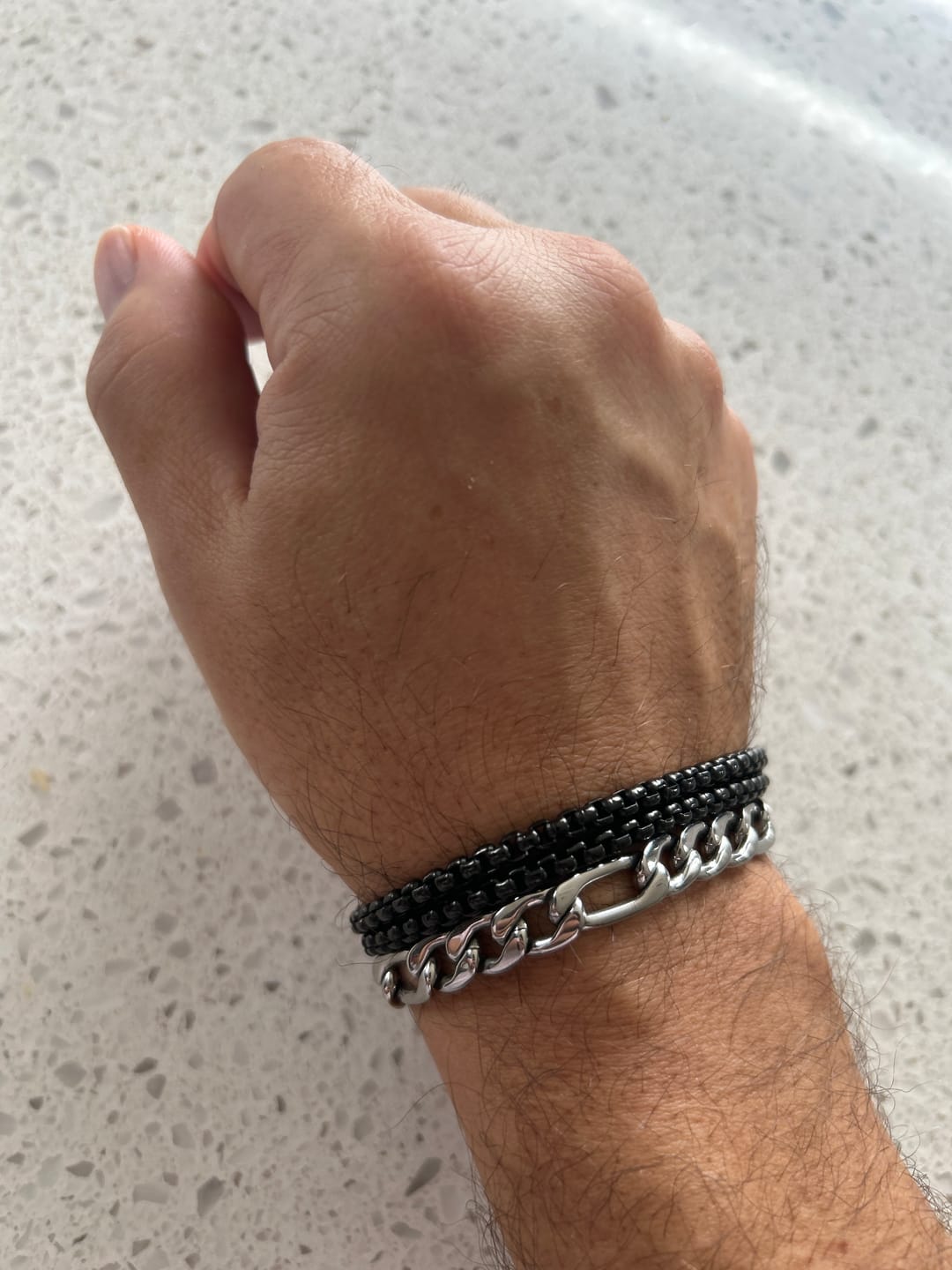 Customer photo review of Double Row Round Box Link Bracelet