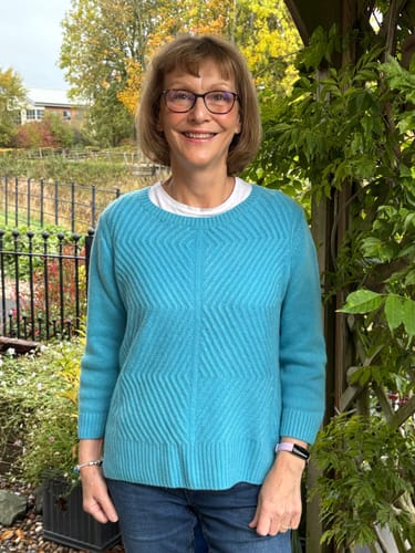 Customer photo review of Turquoise Blue Textured Cashmere Crew Neck Jumper Medium