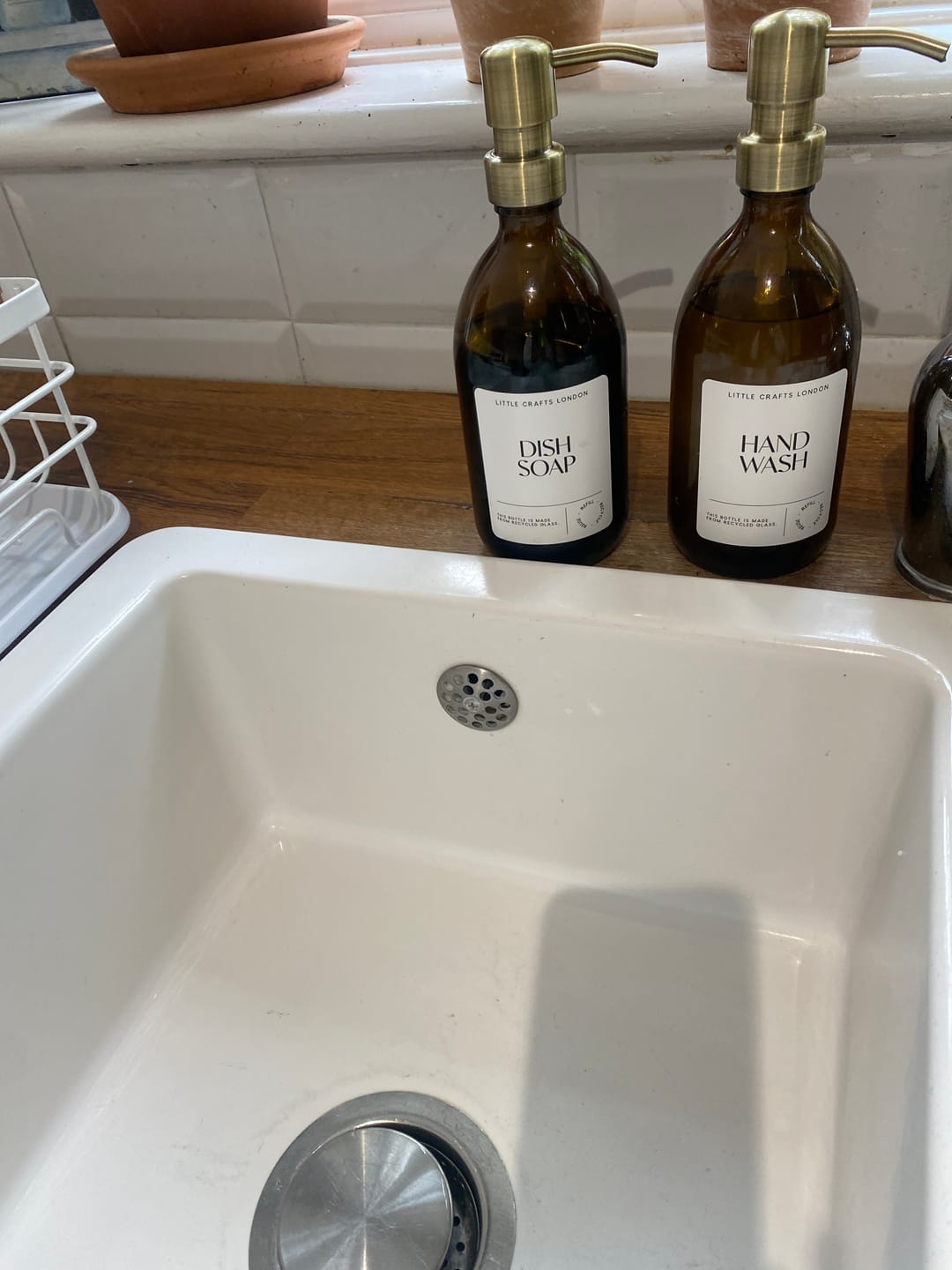 Customer photo review of 500ml Amber Glass Bottle with Metal Pump White Label