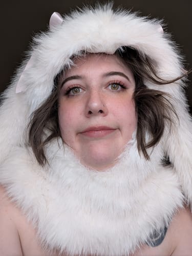 Customer photo review of Luxury Furry Bunny One-piece Hat Scarf