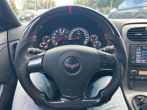 Customer photo review of Genuine Carbon Fiber Steering Wheel With Button Trim For C6 Corvette 2006-2011