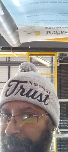 Customer photo review of Beanie "In Speed We Trust"