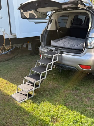 Customer photo review of Foldable Aluminum Pet Steps