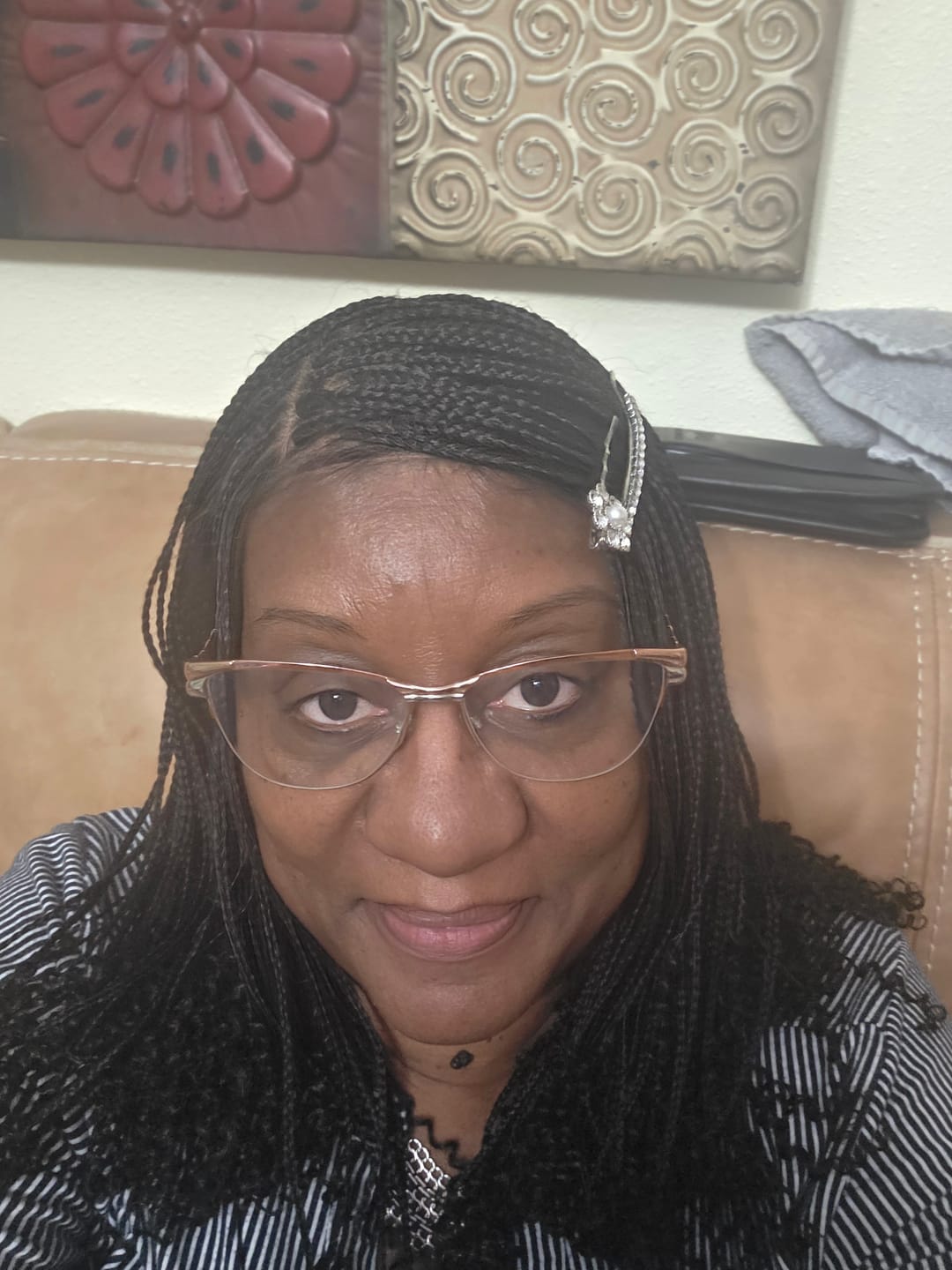 Customer photo review of Tina - Senegalese Mini Twist Braided Wig 14" Full Hand-tied Swiss HD Lace With Curly Ends - Human Baby Hair