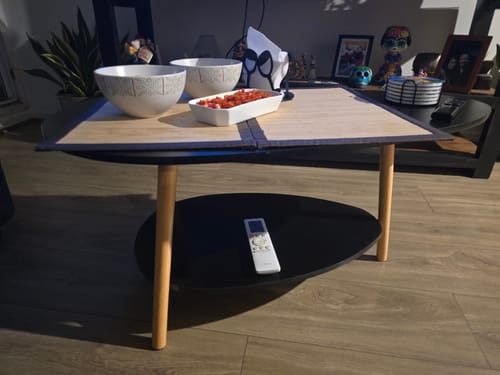 Customer photo review of Mesa de Centro Ovalada Moderna Diseño Minimalista con Almacenamiento