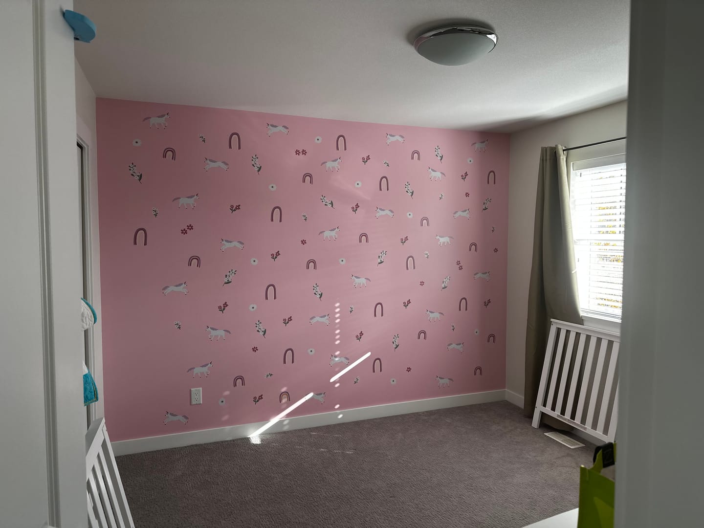 Customer photo review of Muted Unicorn and Rainbow Removable Decals