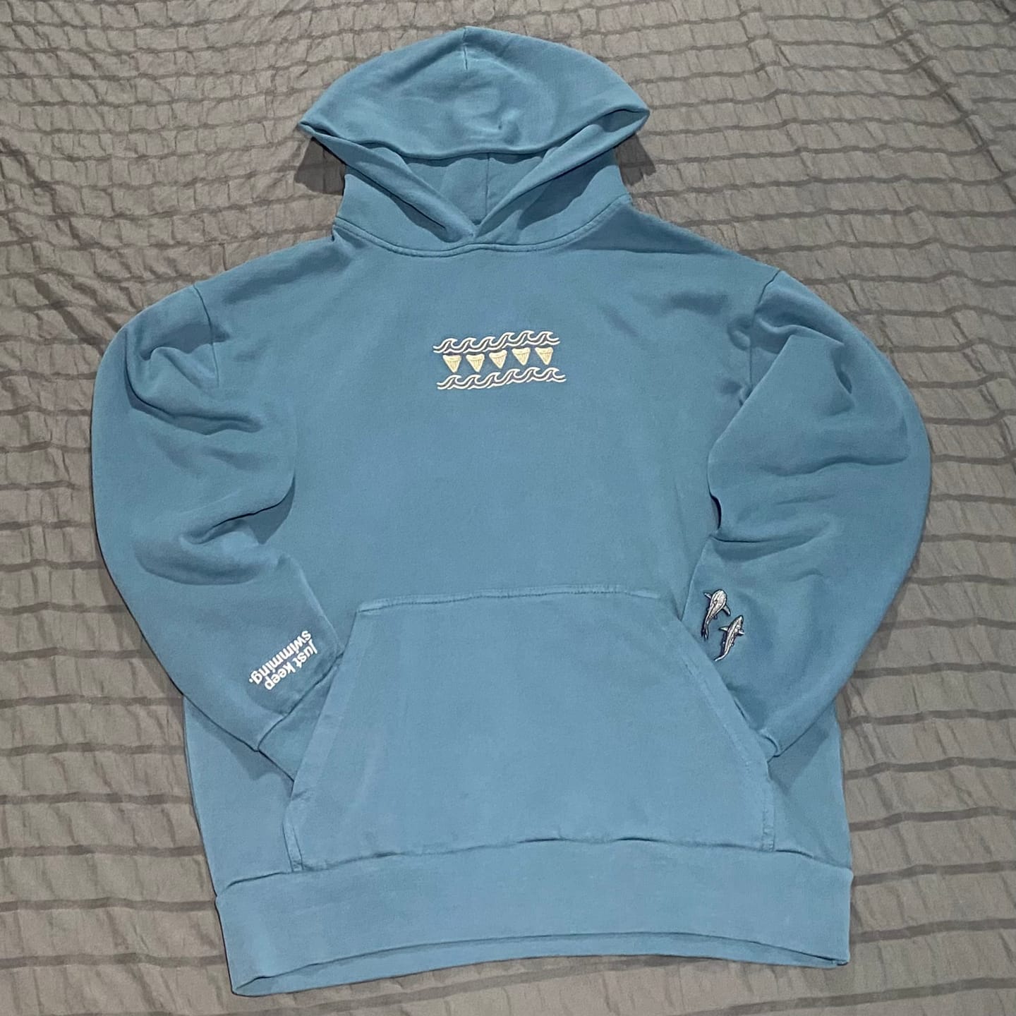 Customer photo review of Embroidered Shark Hoodie!