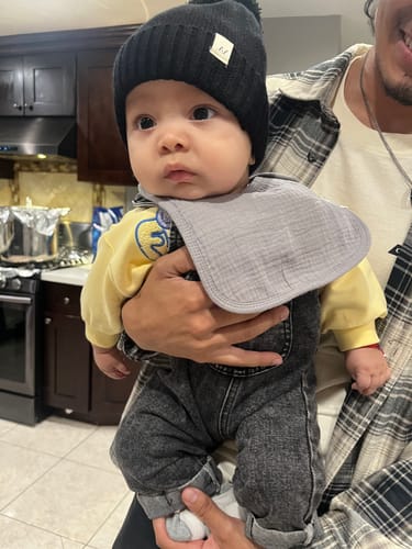Customer photo review of Luna + Luca Pom Beanie - Midnight