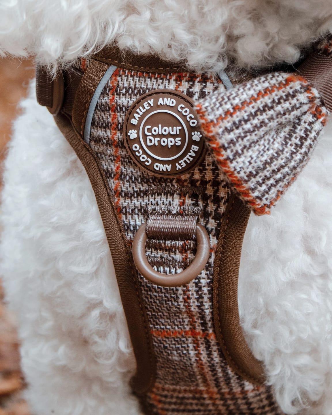 Customer photo review of Trail & Glow Tweed Dog Harness - Colour Drops - Heritage Plaid
