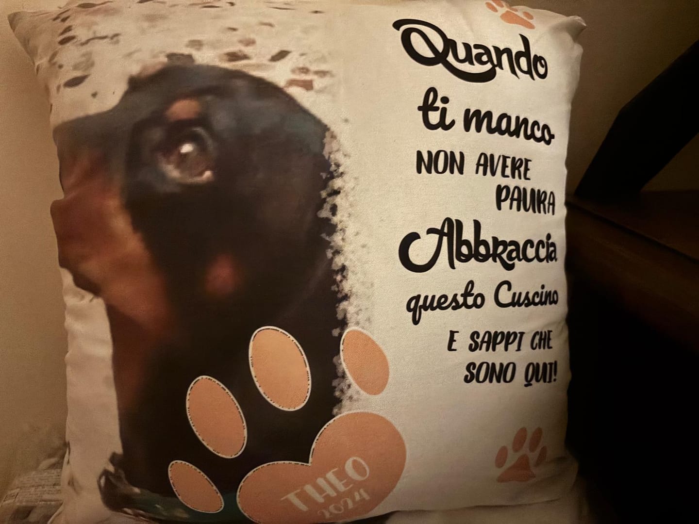 Customer photo review of Quando ti manco - Cuscino personalizzato