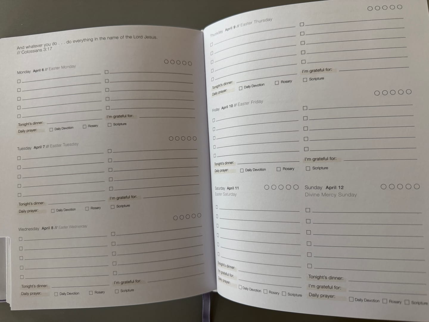 Customer photo review of Catholic Academic Liturgical Planner // Mini Layout